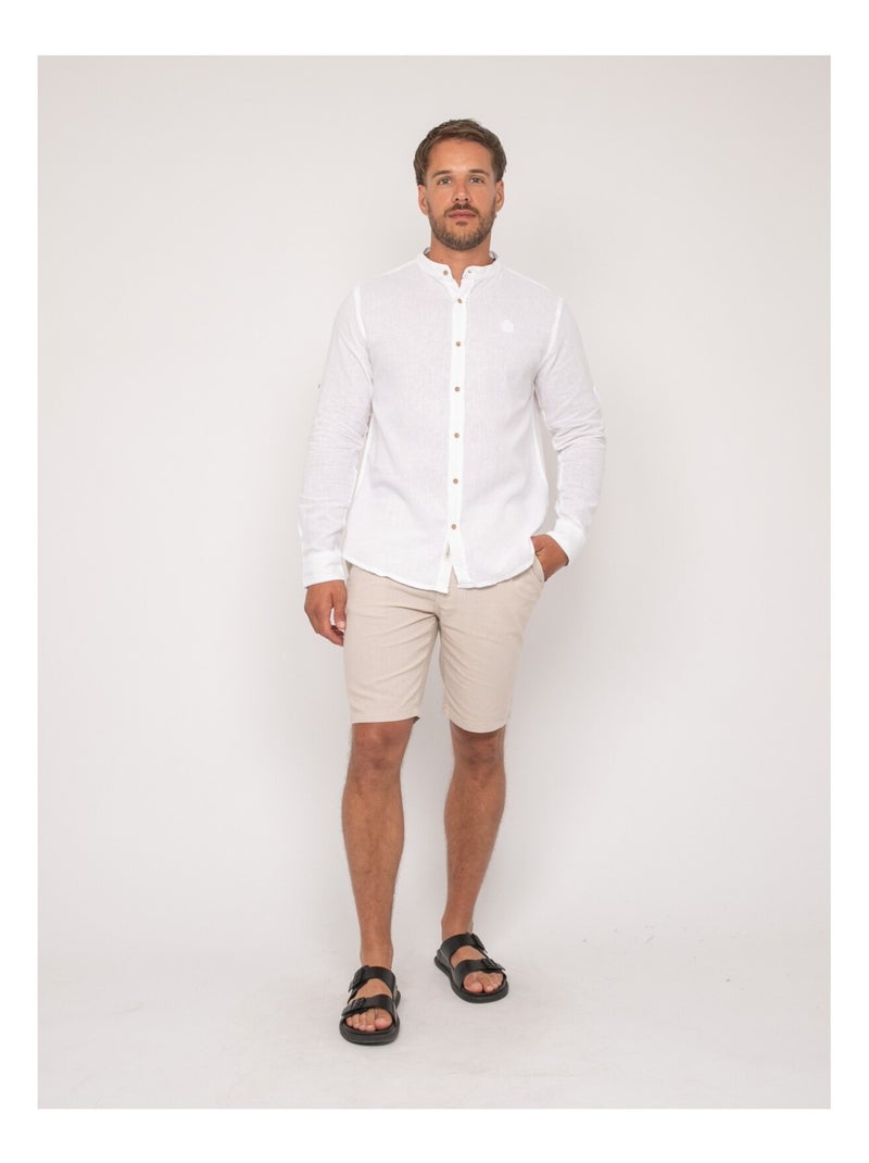 Camisa de lino de manga larga DUCHERO Blanco - Kiabi