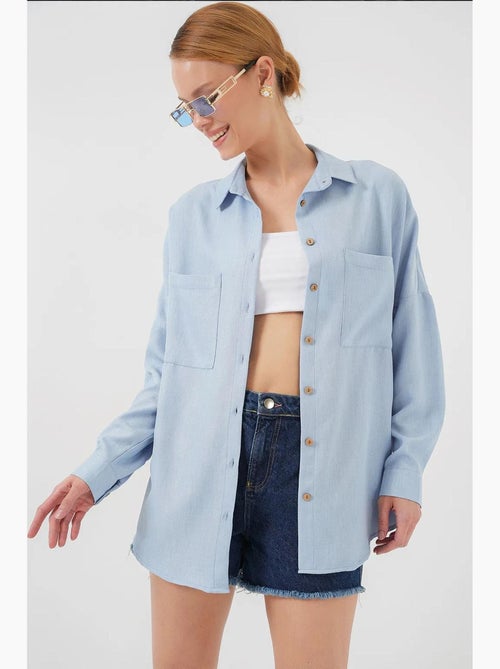Camisa de lino extragrande bdart - Kiabi Camisa de lino extragrande bdart - Kiabi