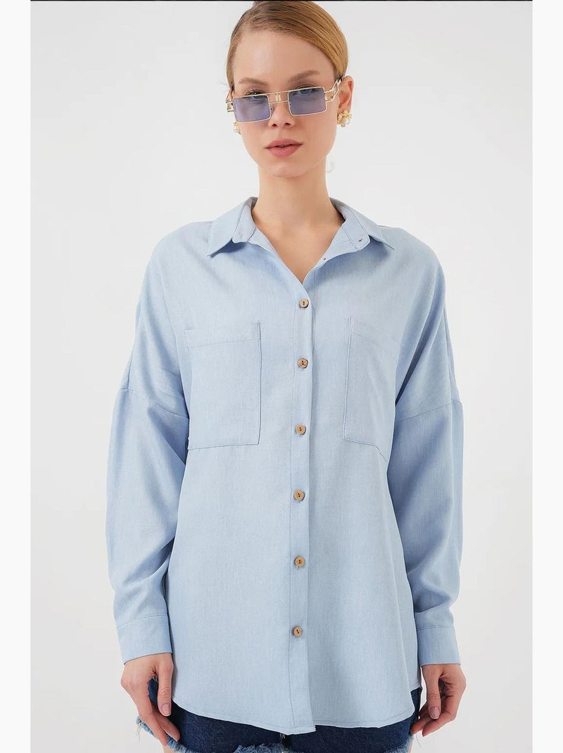 Camisa de lino extragrande bdart Azul claro - Kiabi