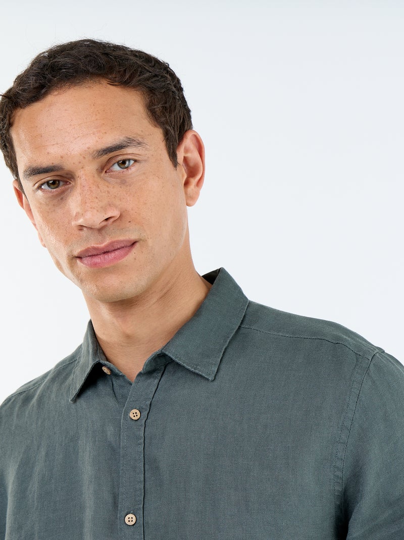 Camisa de lino Kaki - Kiabi