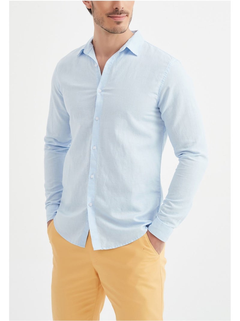 Camisa de lino Kebello Azul cielo - Kiabi