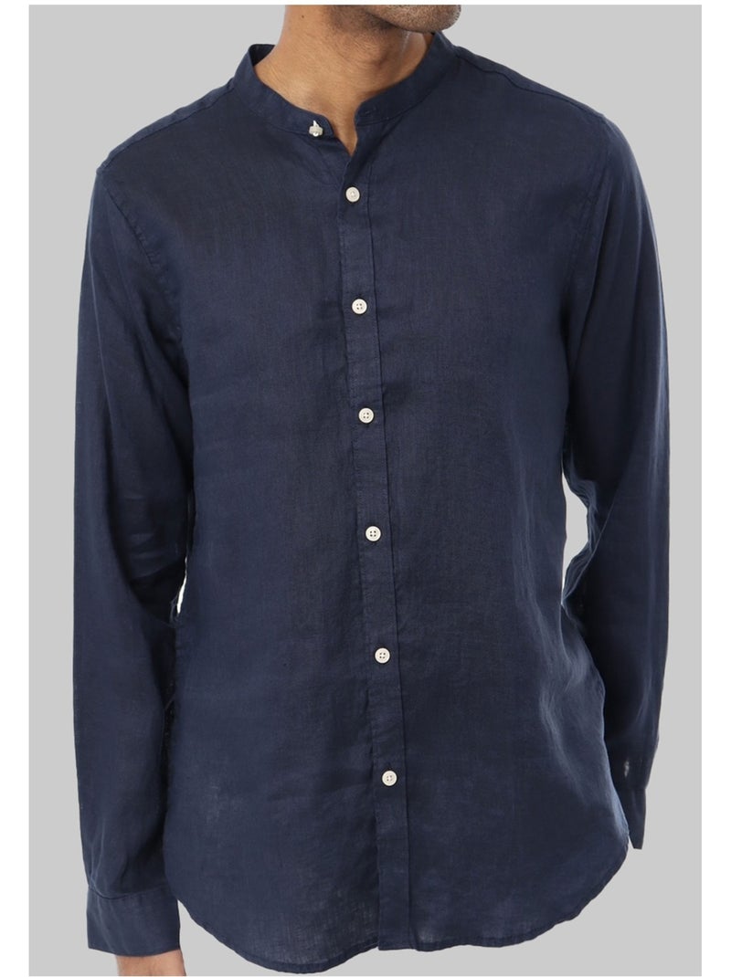 Camisa de lino Kebello Azul marino - Kiabi