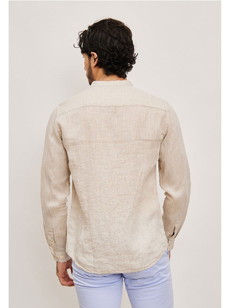 Camisa de lino Kebello Beige - Kiabi