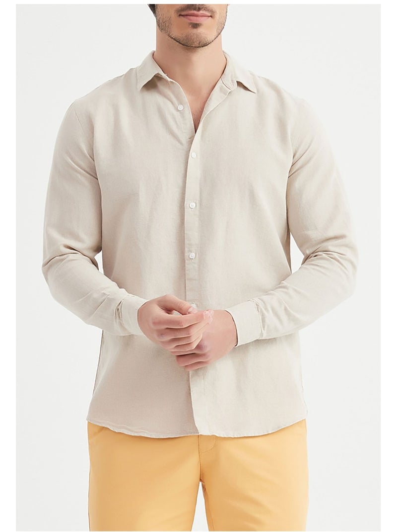 Camisa de lino Kebello Beige - Kiabi