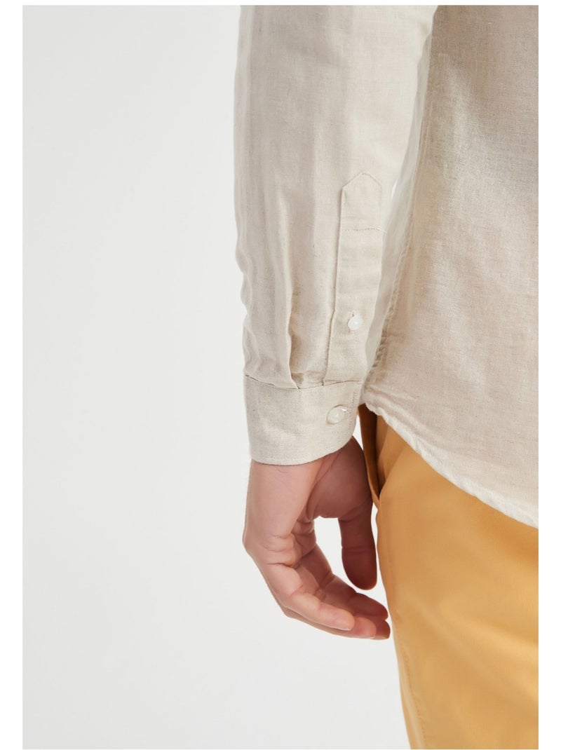 Camisa de lino Kebello Beige - Kiabi