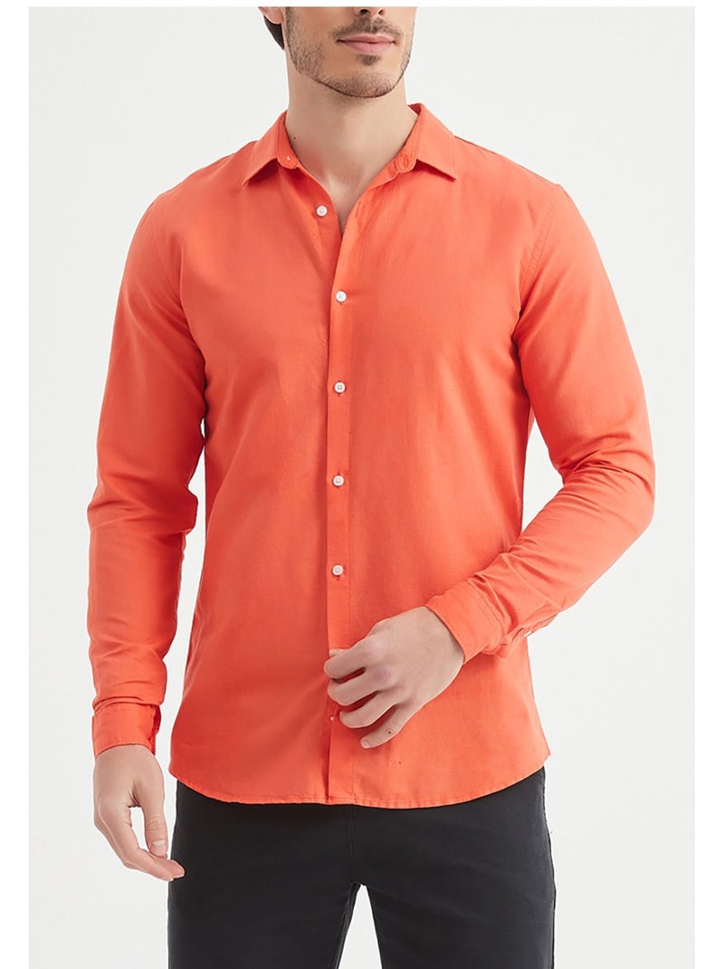 Camisa de lino Kebello Naranja - Kiabi