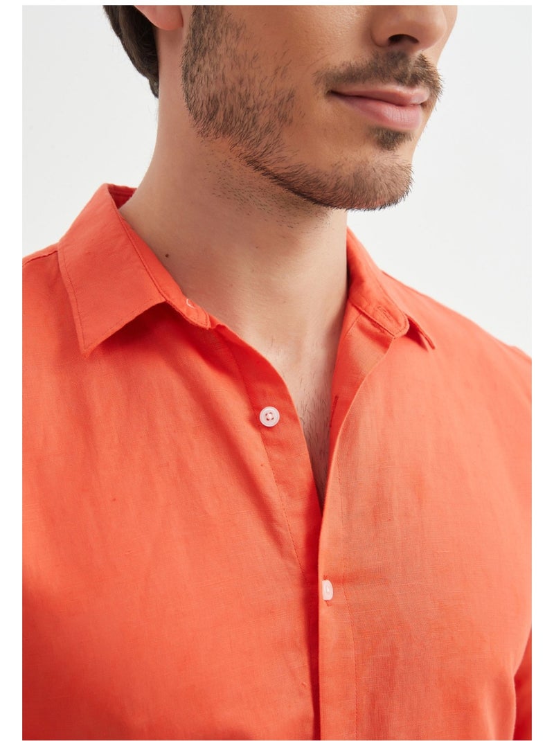 Camisa de lino Kebello Naranja - Kiabi