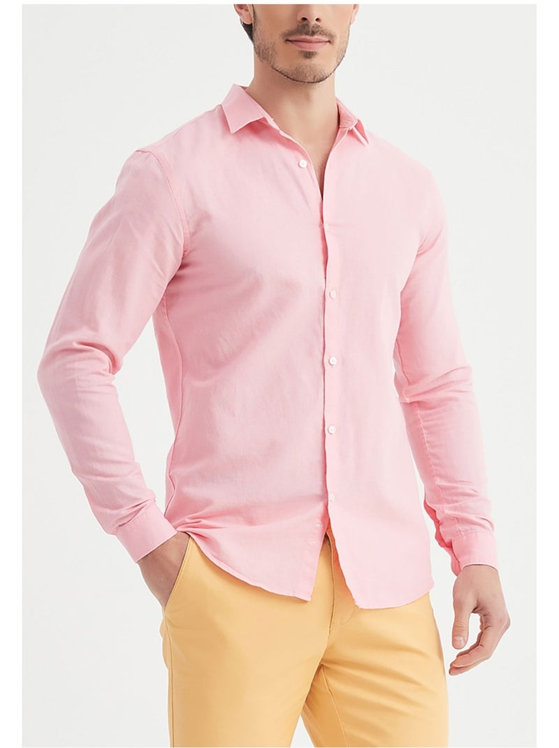 Camisa de lino Kebello Rosa - Kiabi