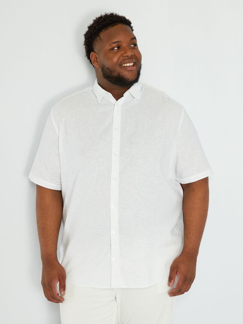 Camisa de lino lisa blanco - Kiabi