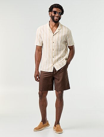 Camisa de lino mezclado a rayas