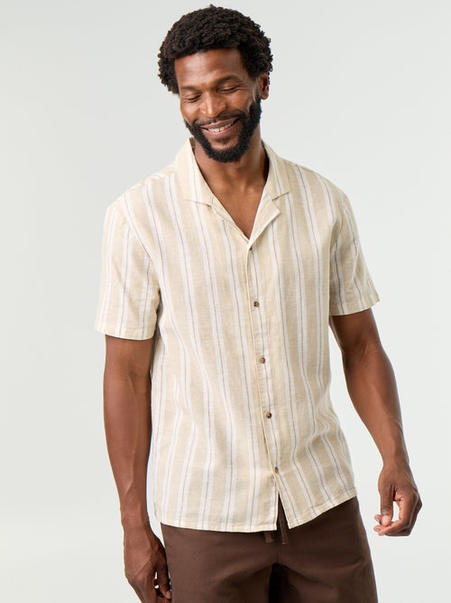 Camisa de lino mezclado a rayas - Kiabi