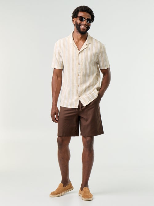Camisa de lino mezclado a rayas - Kiabi