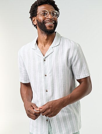 Camisa de lino mezclado a rayas