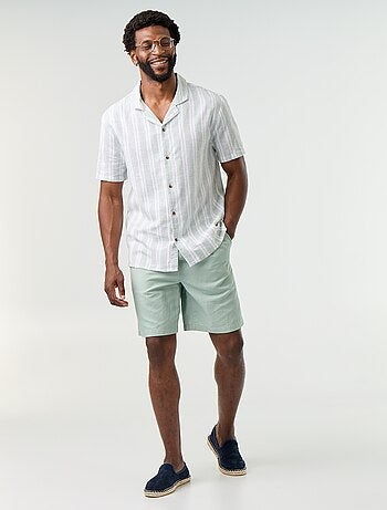 Camisa de lino mezclado a rayas