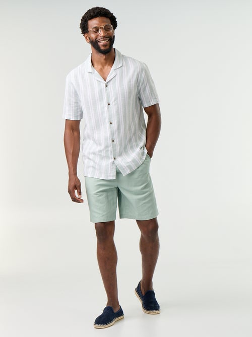 Camisa de lino mezclado a rayas - Kiabi