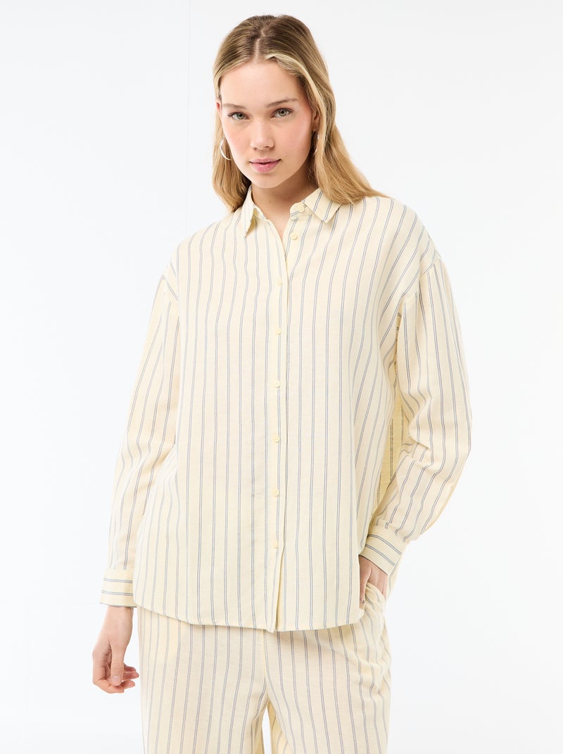 Camisa de lino mezclado Amarillo - Kiabi