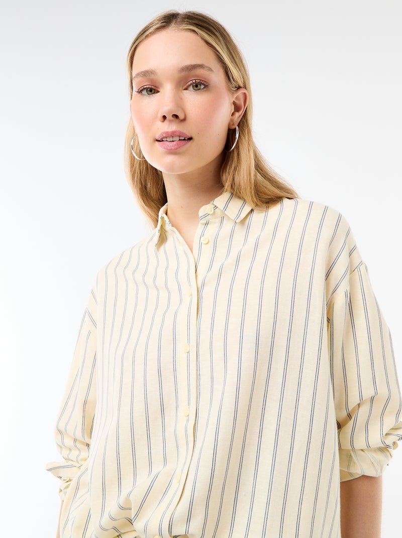Camisa de lino mezclado Amarillo - Kiabi