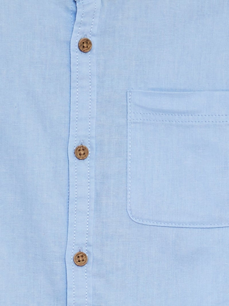 Camisa de lino mezclado AZUL - Kiabi