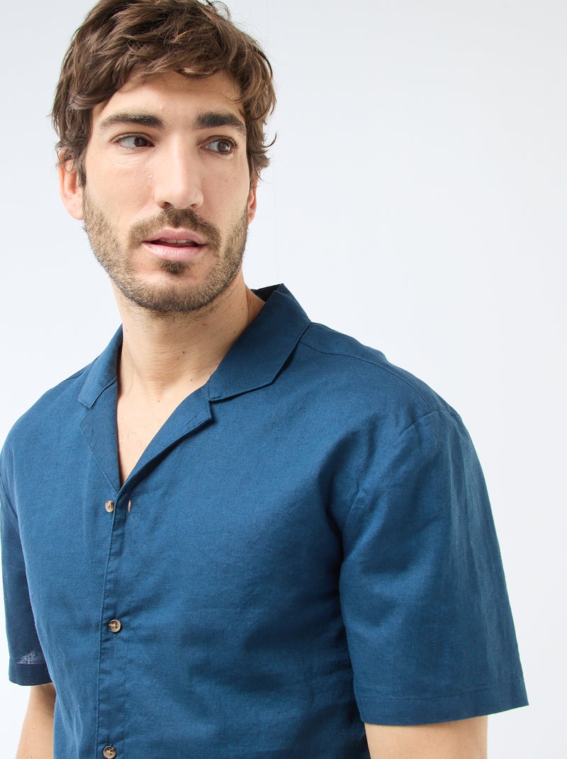 Camisa de lino mezclado Azul - Kiabi