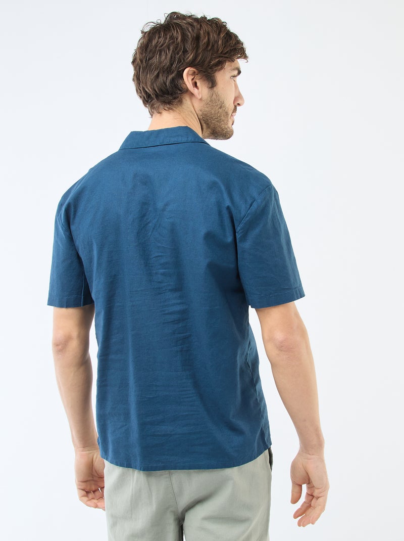 Camisa de lino mezclado Azul - Kiabi
