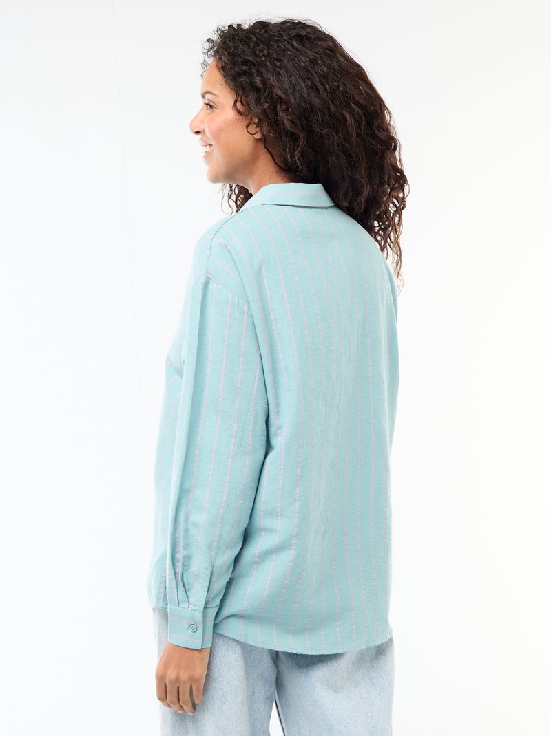Camisa de lino mezclado Azul - Kiabi