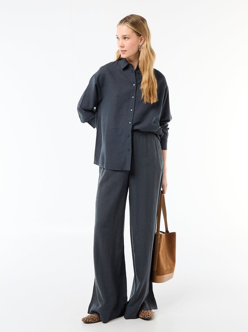 Camisa de lino mezclado Azul - Kiabi