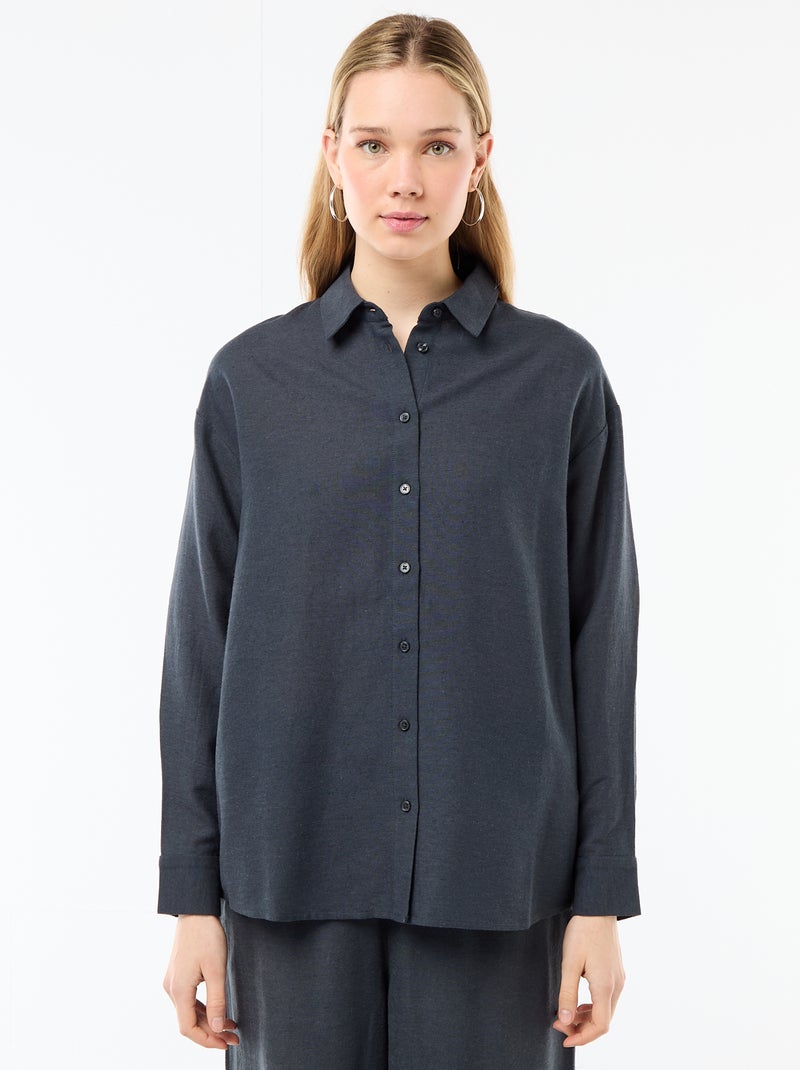 Camisa de lino mezclado Azul - Kiabi
