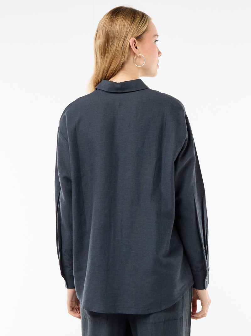 Camisa de lino mezclado Azul - Kiabi