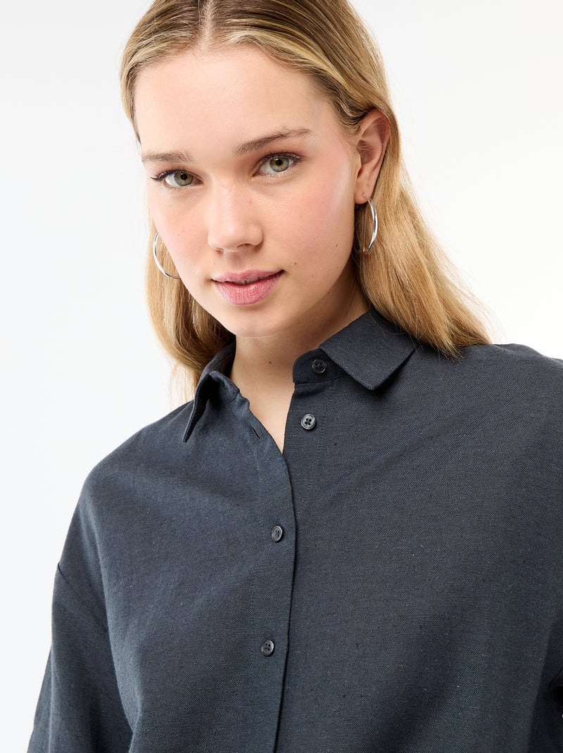 Camisa de lino mezclado Azul - Kiabi