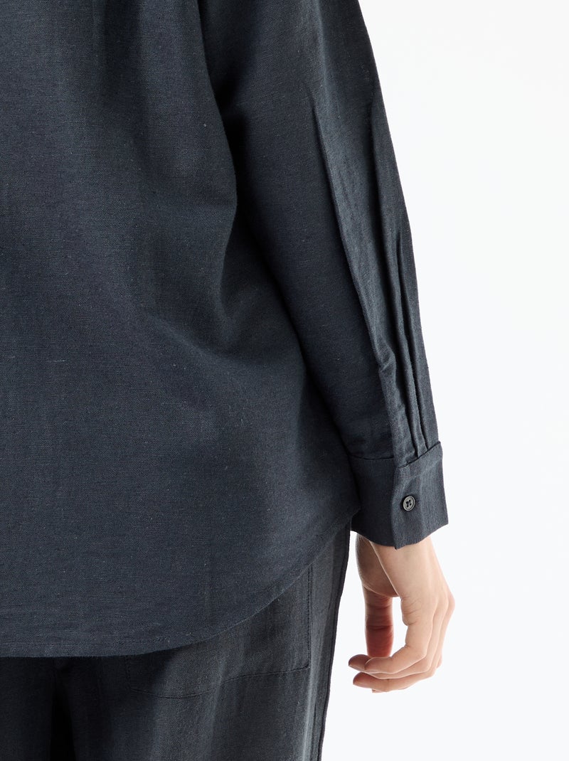 Camisa de lino mezclado Azul - Kiabi