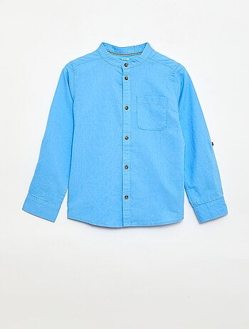 Camisa rayada de lino mezclado