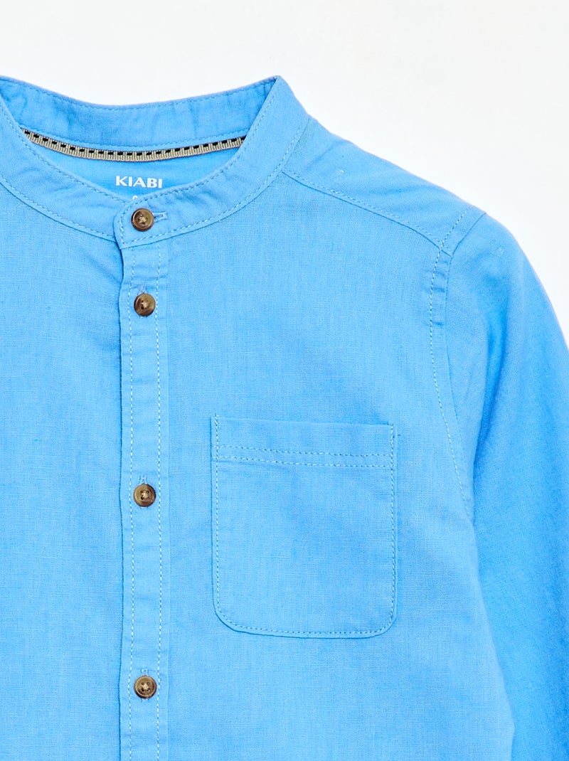 Camisa de lino mezclado Azul - Kiabi