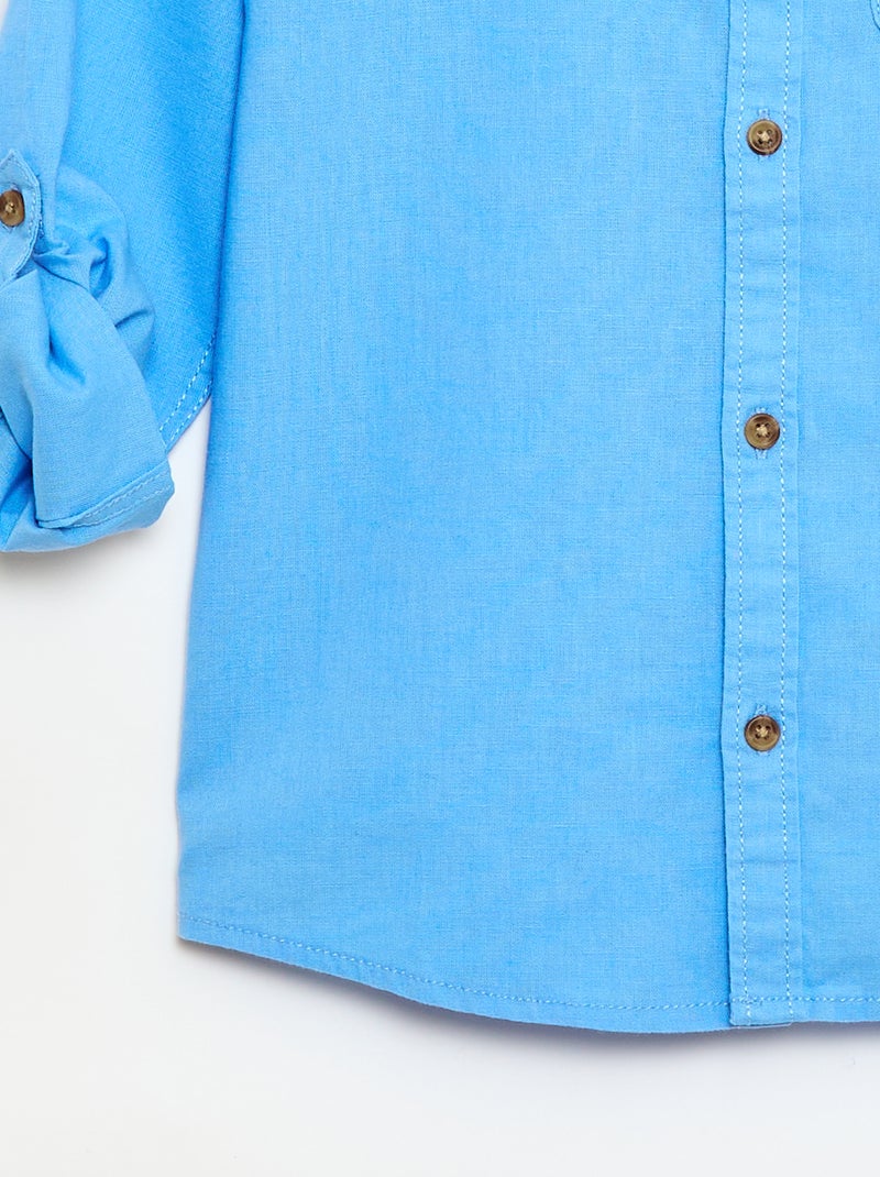 Camisa de lino mezclado Azul - Kiabi