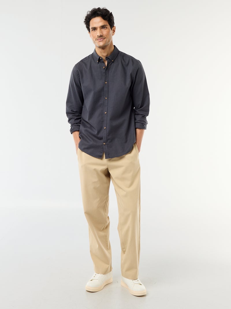 Camisa de lino mezclado Azul oscuro - Kiabi