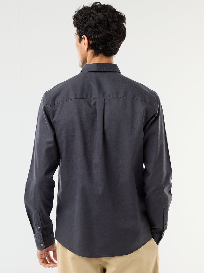 Camisa de lino mezclado Azul oscuro - Kiabi