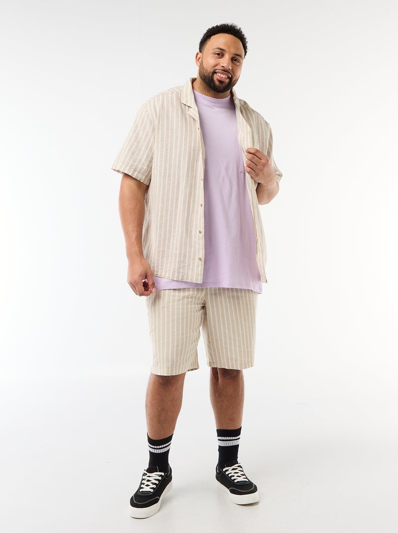 Camisa de lino mezclado Beige - Kiabi