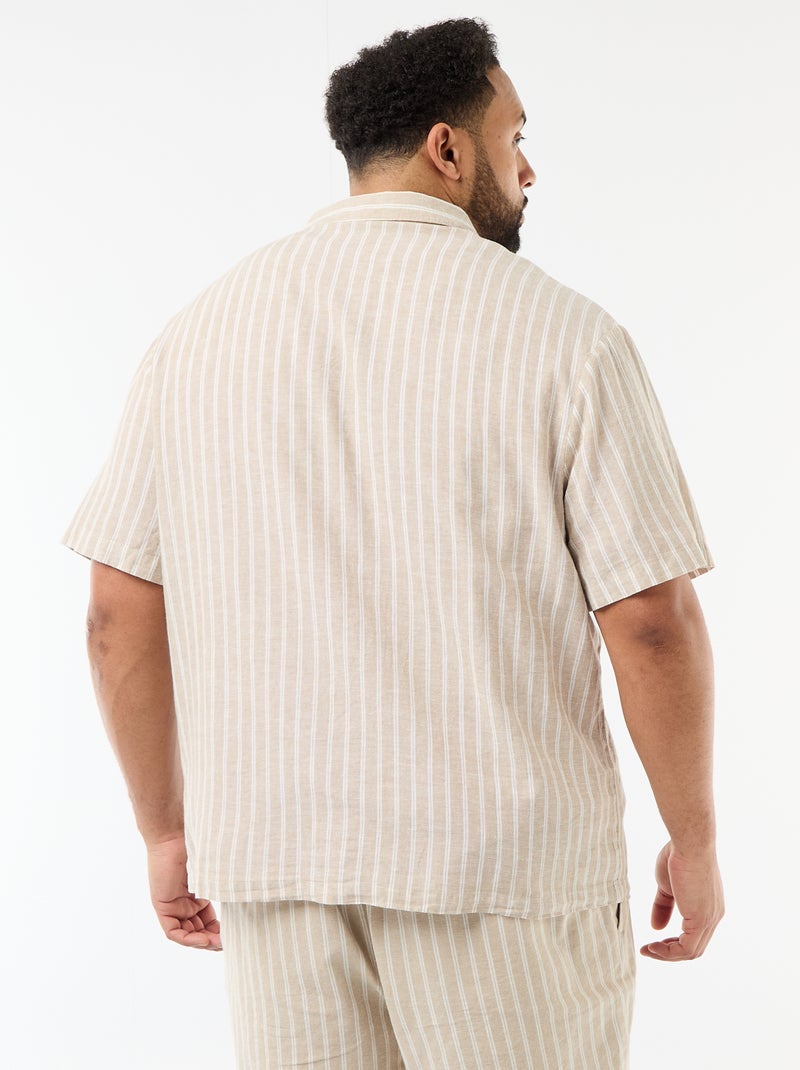 Camisa de lino mezclado Beige - Kiabi