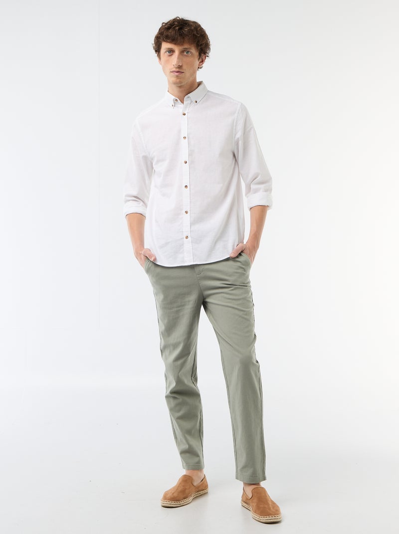 Camisa de lino mezclado Blanco - Kiabi