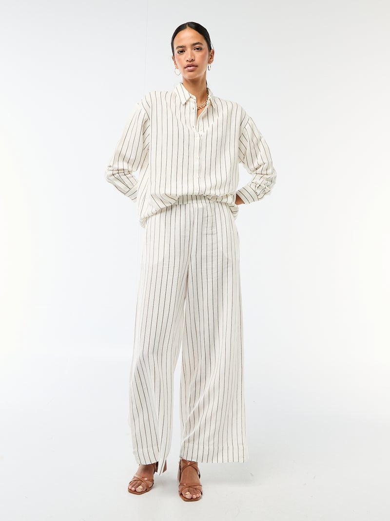 Camisa de lino mezclado Blanco - Kiabi