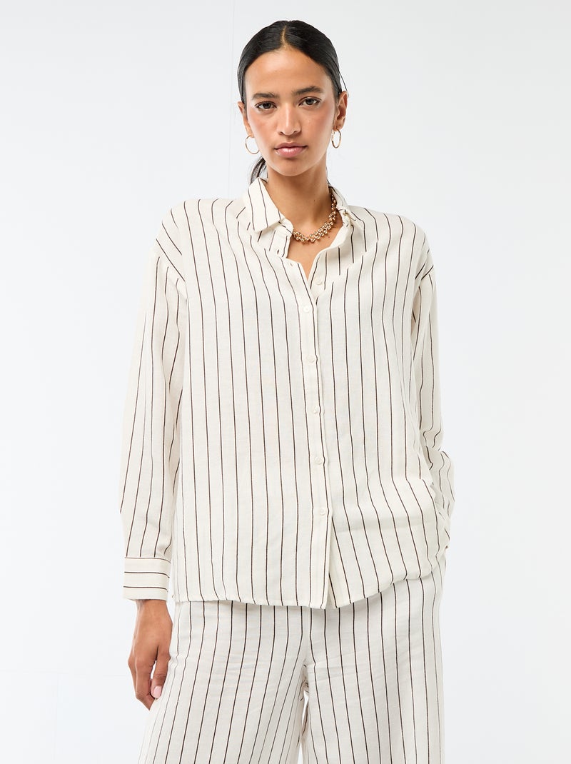 Camisa de lino mezclado Blanco - Kiabi