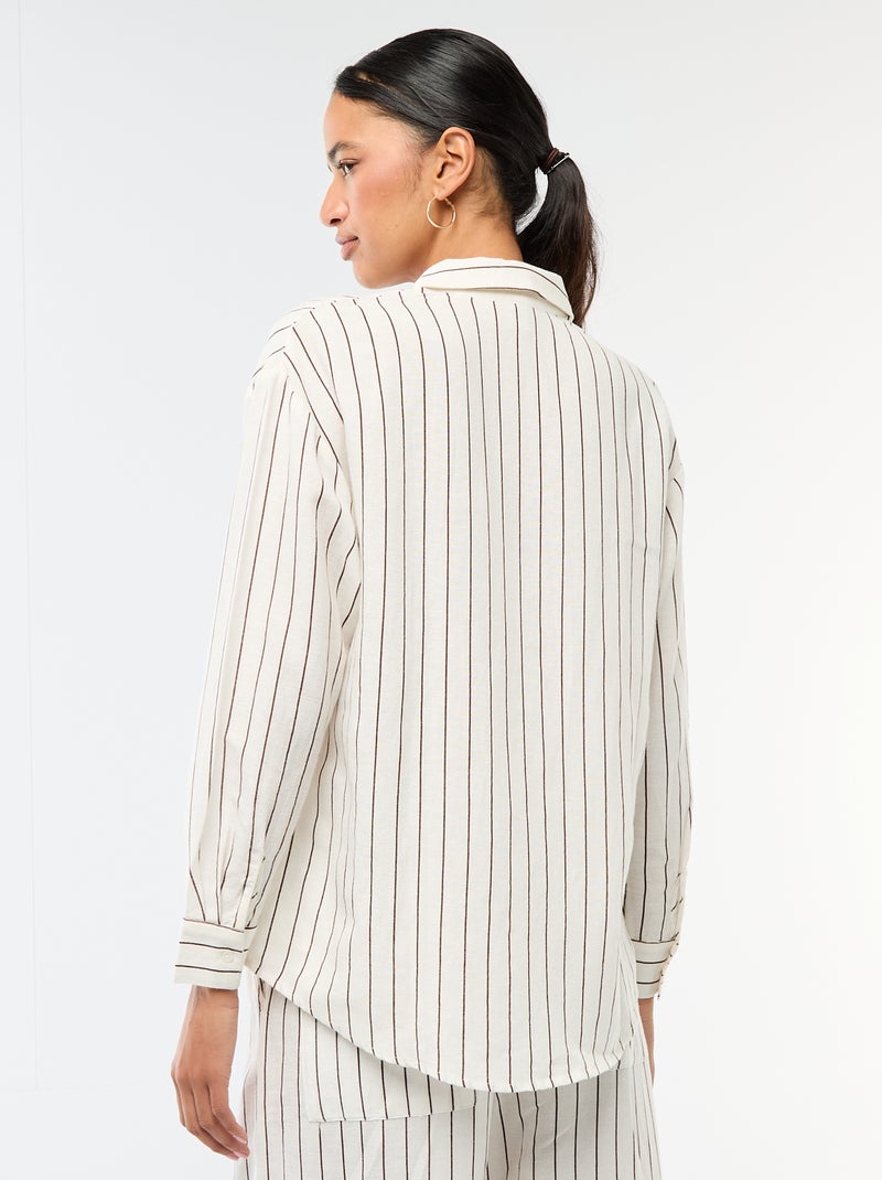 Camisa de lino mezclado Blanco - Kiabi