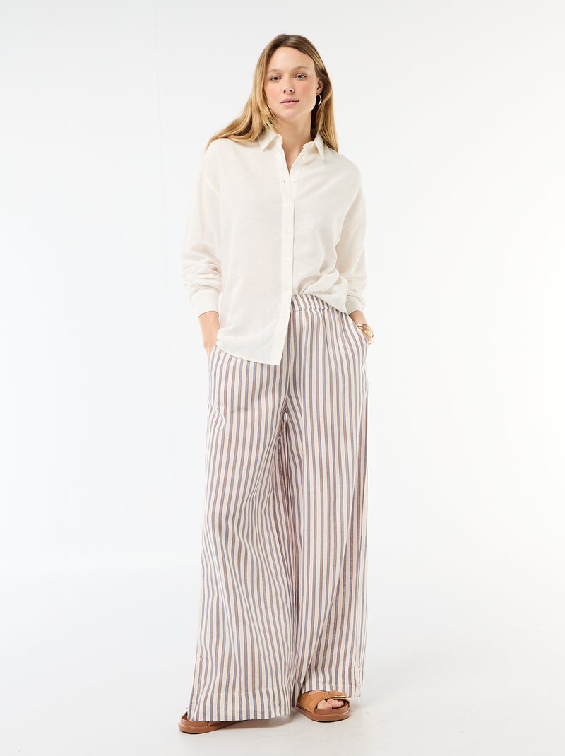 Camisa de lino mezclado Blanco - Kiabi