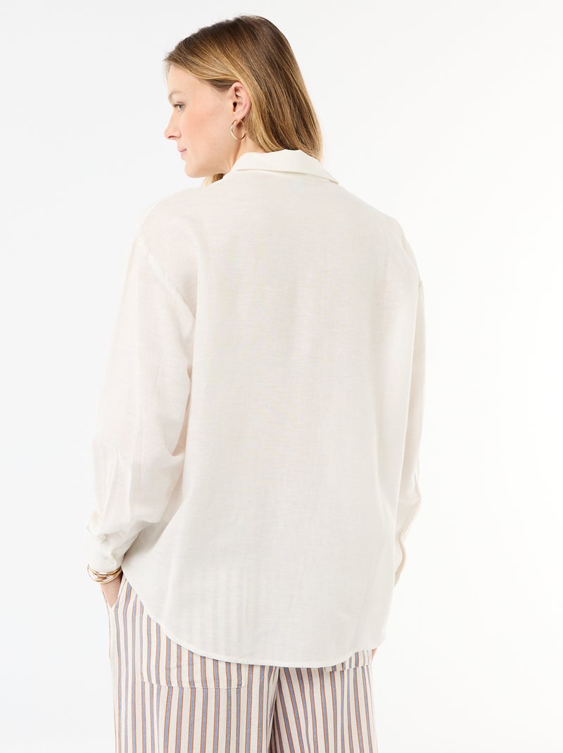 Camisa de lino mezclado Blanco - Kiabi