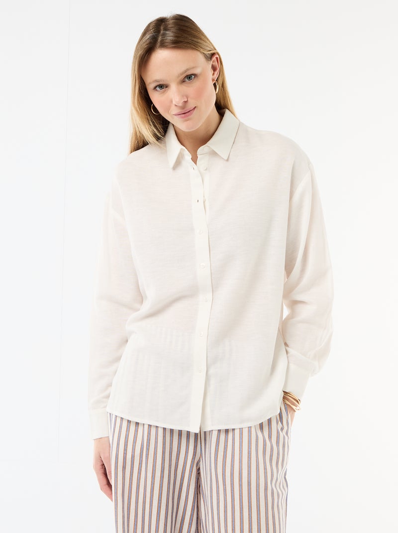 Camisa de lino mezclado Blanco - Kiabi