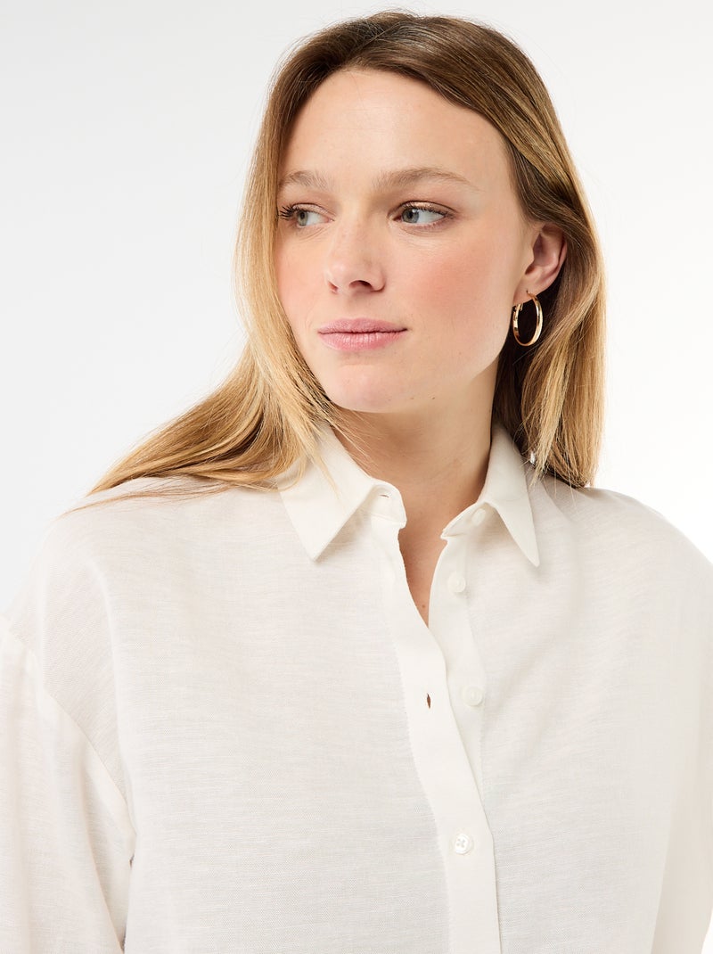 Camisa de lino mezclado Blanco - Kiabi