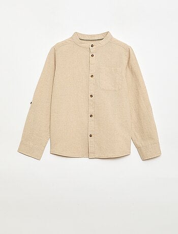 Camisa rayada de lino mezclado