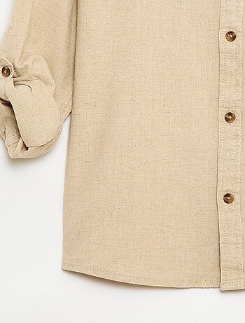 Camisa rayada de lino mezclado