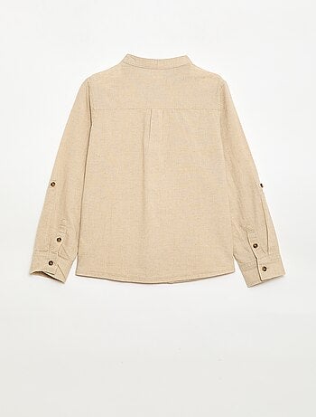 Camisa rayada de lino mezclado