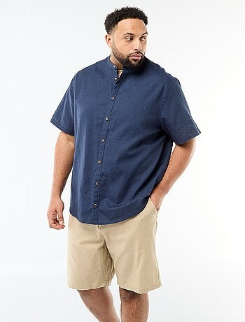 Camisa de lino mezclado de manga corta