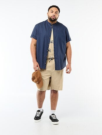 Camisa de lino mezclado de manga corta